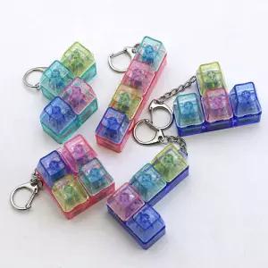 테트리스 LED 불빛 키캡 클리커 딸깍이 키보드 장난감 피젯토이 키링