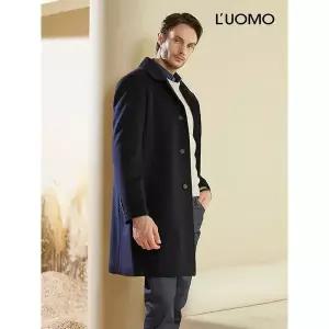 [하프클럽/워모]워모 남성 울 캐시미어 블렌딩 퀼티드 트리밍 코트 네이비