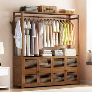 원목시스템행거 우드 스탠드 수납장 선반형 거실 조각 하이도어 옷정리행거 1 길이63