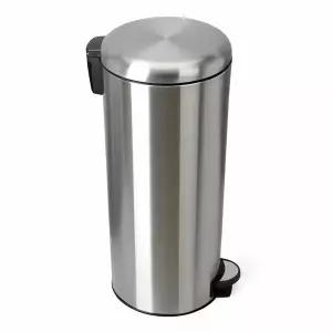스텐 페달휴지통 30L 스테인리스 통 발판 쓰레기통 자동 페달 주방 세척 용기 실내 간편