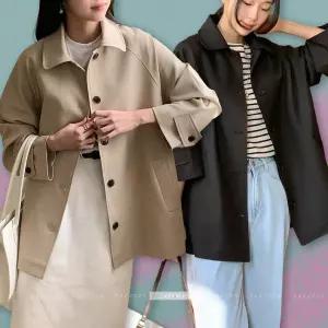 하프 트렌치 코트 여성 롱 자켓 점퍼 봄 싱글 (국내산) 9710 여자 오버핏 플레어 출퇴근