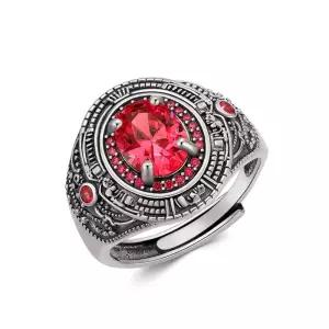 197403 7x9mm 타원형 컷 블루 토파즈/가넷/에메랄드/블랙 오닉스 반지 남성용 925 스털링 실버 빈티지 스타