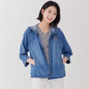 [지센] 데님 후드 레글런 코트 LCCAP331_BL