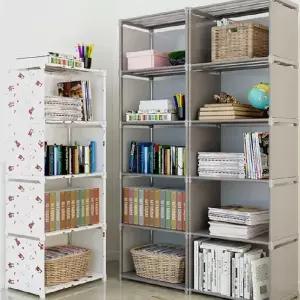 패브릭 책장 공간활용 심플 4단 조립식 책장 정리 모던 선반 사무실 수납장 조립형 다용도 간이 틈새 3단