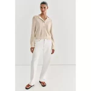 ZARA 버튼 니트 스웨터 - 크림