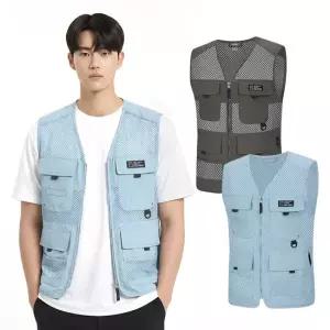 콜핑 남성 여름 멀티 포켓 매쉬 낚시 등산 조끼