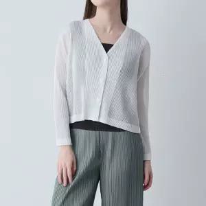 [요이츠](택가 170000원)메쉬 플리츠 삼각 V넥 가디건 자켓_YK04WNPJK03