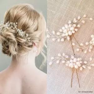 셀프웨딩 혼주 진주 큐빅 뒤꽂이 일자 U핀 한복 비녀 빗핀
