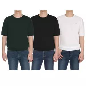 게스 남성 반소매 니트 크루넥 반팔 남자 스웨터 간절기 이너웨어 라운드넥 베이직 디자인