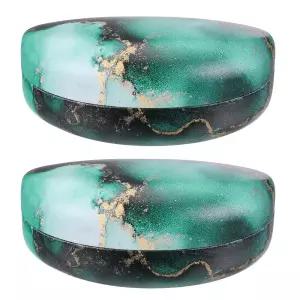 161225 HARFINGTON 안경 케이스 PU 가죽 긁힘 방지 케이스, 하드 쉘 보호 초록색.