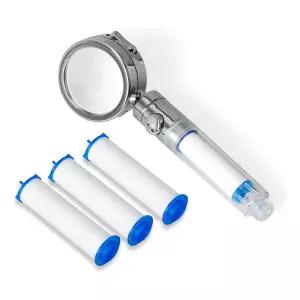 절수형 투버튼식 필터 샤워헤드+교체용 3개입 싱크대 수전 화장실 기해드 기헤드 호스