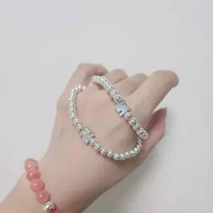 [골드스마일]S5114 여성 만자 콩콩이 볼 우레탄 팔찌 유니크 은팔찌 실버925