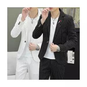 남자 캐주얼 패션 세트 신랑 정장 학생 정장세트 스트라이프 웨딩드레스 들러리 KS1
