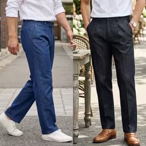 BL아쿠아 여름 스판청바지 중년남성 여름 쿨데님