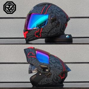 ORZ 맞춤형 오토바이 풀페이스 헬멧 남녀 패션 듀얼 렌즈 모토크로스 레이싱 모듈러 플립업 카스코 모토