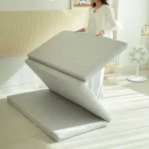 [뜨란채]냉감 쿨링가드 3단 접이식 매트리스 쿨토퍼 여름 토퍼 요 요매트 퀸 Q 5cm