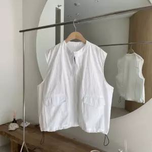 나나 미시 면 여행 베스트 스트링 데일리 노카라 포켓 조끼 여름 간절기 봄 루즈핏