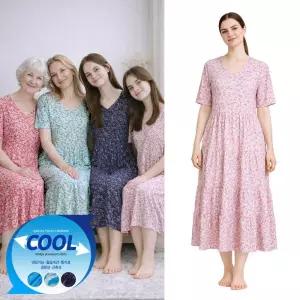 여름 까실이 꽃무늬 반팔 파자마 캉캉 롱원피스