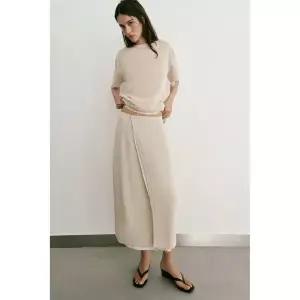 ZARA 콤비 니트 파레오 스커트 - 라이트 베이지