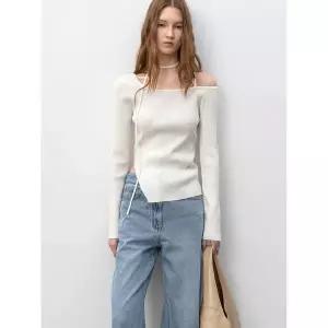 나인 Atelier Nain ONE OFF SHOULDER STRAP SLIM FIT KNIT T-7180