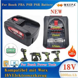 Bosch 호환 PBA/PSB/PSR 공용 배터리: 18V 6.0AH 교체, 충전기와 호환 가능, 중국 본토