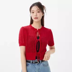 [플라스틱아일랜드]리본 볼레로 니트 가디건 PR2KG482