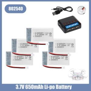 5Pcs 3.7V 650mAh 리포 배터리 충전기 SYMA X5C X5SW H9D H5C 쿼드콥터 예비 부품 852540 충전식