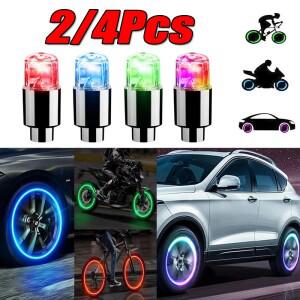 호환상품  LED 휠 조명 자동차 타이어 밸브 캡 네온 라이트 범용 바이크 오토바이 자전거 커버 장식 액세서