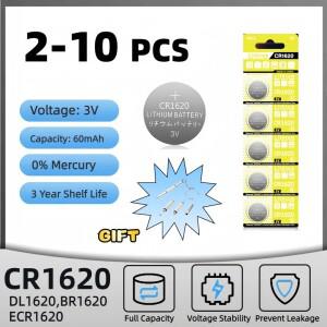 2-10PCS CR1620 3V 리튬 배터리 버튼 시계 키 Fob 계산기 자동차 원격 제어 완구와 호환 가능