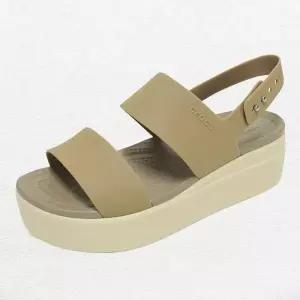 [크록스]브루클린 로우탑 여자 웨지힐 통굽 샌들 카키 206453-2YI