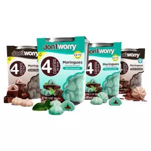 걱정하지 마세요 저칼로리 머랭 쿠키 - 4팩 민트와 초콜릿 무설탕 충전 센터 개당 텐 프리 케토 친화적이고