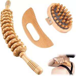 킨트키타 우드 테라피 마사지 도구 3 in 1 림프 배액 마사지기 바디 조각 마데로테라피아 컨투어링 릴 근육