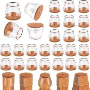 Ansible 24개 의자 다리 바닥 보호대 가구 펠트 패드 실리콘 커버 캡 원목 원형 지름 15/16인치~1-5/16인치