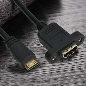 30cm 미니 소형 HDMI 호환 남성-여성 연장 커넥터 나사 잠금 패널 마운트 HD AV 카메라 케이블