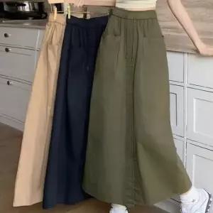 [JED] 허리밴딩 절개 데일리 여성 롱스커트 앞트임 허리끈