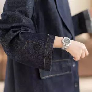 여성용 데님 봄 코트 칼라 톱 솔리드 재킷 빅사이즈 투버튼 정장 원픽1