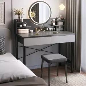 LED화장대 서랍장 입식 60cm 단일 수납화장대콘센트 HD 스툴 낮은 원룸