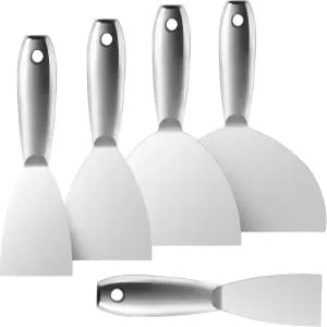 피샤크 퍼티 나이프 세트 5개 2 3 4 6 8 스테인리스 스틸 스크레이퍼 스패클 건식 벽체 수리용 벽지 페인트