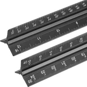 파티킬 13인치 임페리얼 엔지니어 저울 자 건축 설계 사무용품용 알루미늄 삼각형 토목 제도 도구 블랙