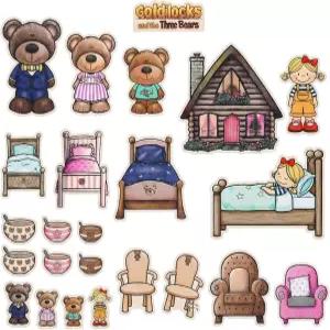 페리터 24팩 골디락스와 세 마리의 곰 펠트 보드 스토리 세트 프리컷 플란넬 피규어 놀이 활동