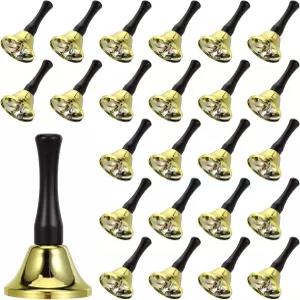 24개 소형 스틸 핸드벨 대량 디너 서비스 나무 손잡이가 있는 카페 레스토랑 호텔 리셉션 구역 가정 결혼식