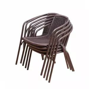 야외 테라스 인테리어 플라스틱 라탄 체어 정원 등받이 주택 의자