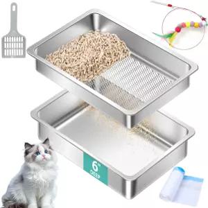 소나무 펠릿용 아미보드 스테인리스 스틸 체거름통 나무 고양이 대형 체거름 팬 시스템 깔때기 라이너 및