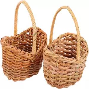 손잡이가 달린 UKCOCO 미니 직조 보관 바구니 파티 선물 홈 데코 공예 결혼식 생일을 위한 작은 라탄 꽃