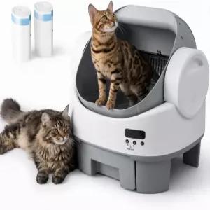 WARCAT 셀프 클리닝 고양이 쓰레기통 자물쇠가 있는 오픈탑 자동 10리터 대용량 쓰레기 서랍 APP 필요 없음