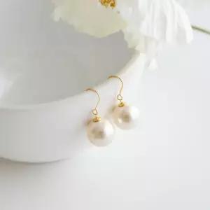 14k 12mm 진주 후크 귀걸이 OPPE0188