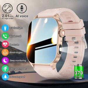 LIGE 새로운 스마트워치 여성용 블루투스 통화 AI 음성 맞춤형 워치페이스 스포츠 팔찌 2.01인치 HD 디스플레이 건강 모니터링