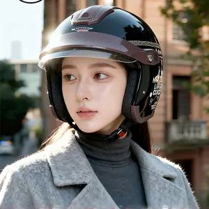 경량 오토바이 헬멧 사계절 오픈페이스헬멧 남녀공용 하이바 넥워머 블랙