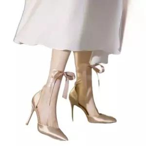 발레리나 리본 웨딩슈즈 웨딩화 구두 하이힐 스트랩 여성 크리스탈 돌잔치  본식