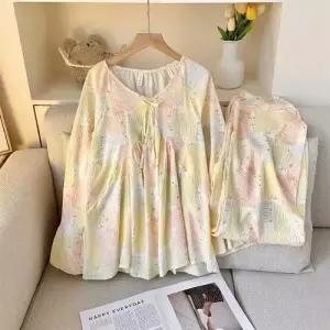 수피 면 패드 파자마 파자마세트 긴팔 브라 JEN1